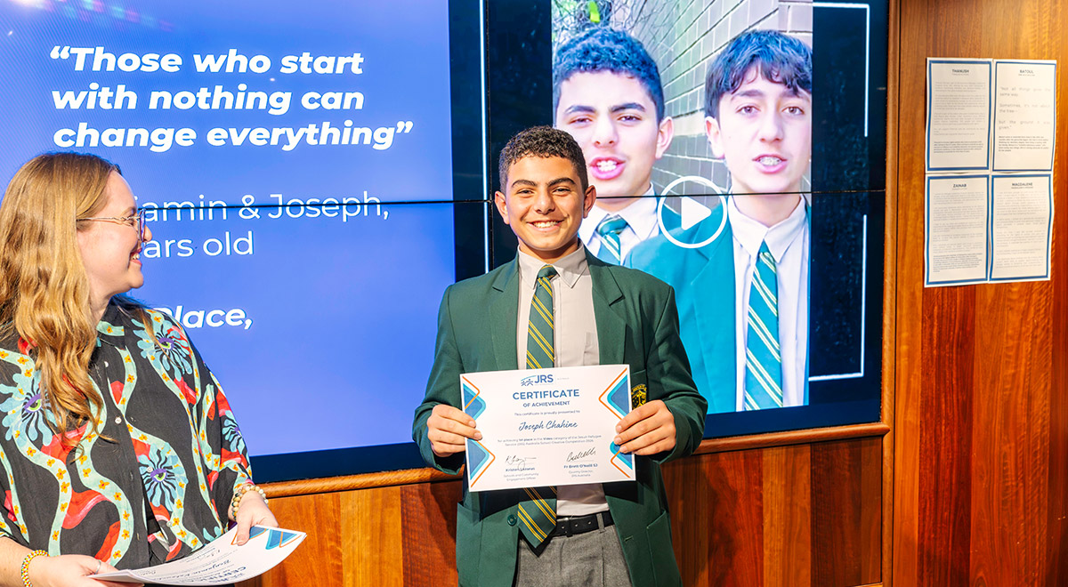 Photo: Joint Secondary Video Winner, Joseph Chahine from Parramatta Marist High