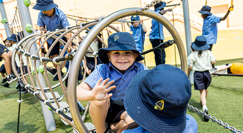 Students at St Josephs Catholic Primary Kingwood playing outdoors