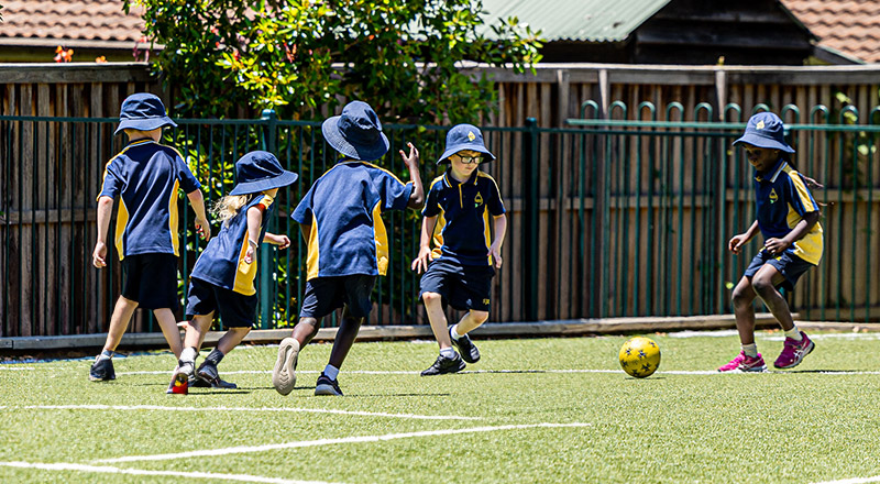 St Josephs Catholic Primary Kingwood students playing soccer